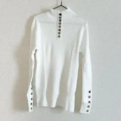 ⭐︎リブ ニット セーター レディース カットソー トップス ホワイト