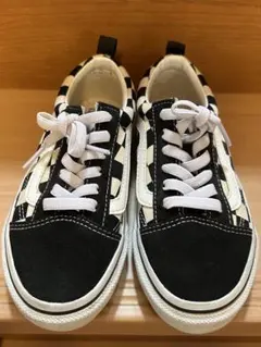 Vans チェッカー柄 スニーカー ブラック/ホワイト　20センチ