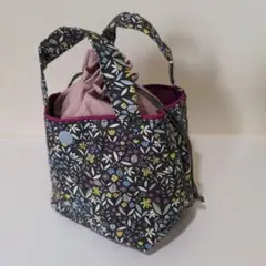 【三連休特別価格】ハンドメイド　あおり巾着バック