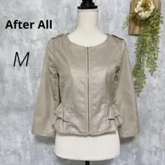 【After All】ノーカラージャケット ペプラム フリル フルジップ Mのサムネイル