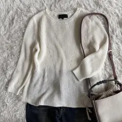 【UNTITLED アンタイトル】洗えるニット長袖ニット　白 M 日本製