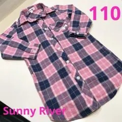 Sunny River 長袖チェックシャツ ピンク　110