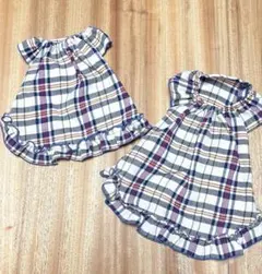 ハンドメイド犬服 チェック柄フリルワンピース　Ｍサイズ