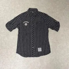 RUSS・K L 黒 グランジ y2k ラメ糸 ワッペン ストライプ 半袖シャツのサムネイル