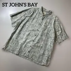 【美品】St John's Bay グリーン系柄 半袖シャツ USA輸入古着のサムネイル