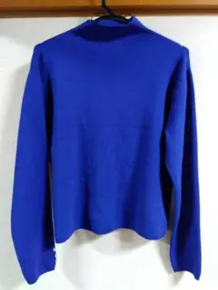 ボトルネックブルーニット