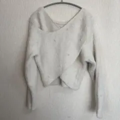 パールカシュクールシャギーニットトップス[kz457] アイボリー