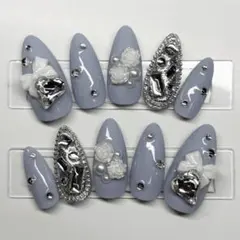 ネイルチップ 現品 ワンホン 埋めつくし キラキラ ハート リボン 薔薇