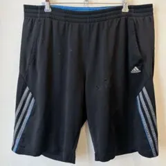 アディダス ハーフパンツ 黒【2XL相当】US古着 3本ライン ビッグサイズ