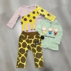 大幅値下げ！チークルーム3点セット キリン柄 Tシャツとパンツセット 80cm