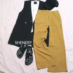 SHENERY シーナリー ゆるやかフレアパンツ からし色 38のサムネイル