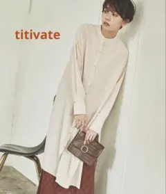 titivateハイスリットバンドカラーロングシャツのサムネイル