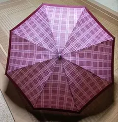 【折りたたみ傘】ピンクとワインレッドのチェック柄 53㎝
