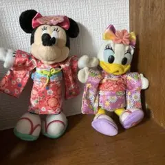 ミニーマウスとデイジーダック 着物ぬいぐるみセット