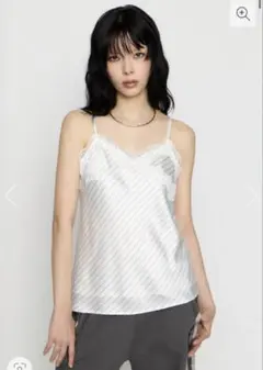LAGUA GEM STRIPE SATIN キャミソール ホワイトのサムネイル