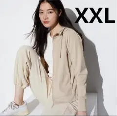 ユニクロ エアリズム UVカット メッシュパーカー 長袖 XXL ナチュラル