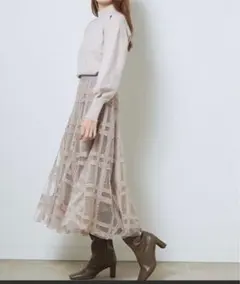 SNIDEL｜チュールエンブロイダリースカート（ラベンダー／サイズ0）
