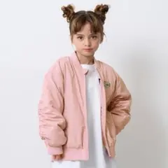 エックスガールステージスロゴ刺繍MA-1 140新品ピンクのサムネイル