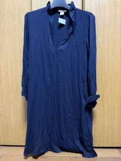 H&M ネイビー Vネック チュニック ミニワンピ