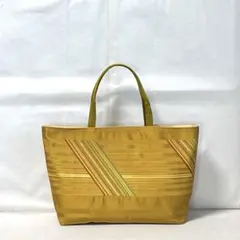 338 帯リメイクバッグ　山吹色シンプル　軽量