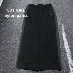 00s NIKE ワイド ナイロンパンツ L 黒 テック Y2K バギー 極太