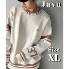 Java ジャバ コラボ Wジャガード 袖ナンバリングPO ＸＬゆったり