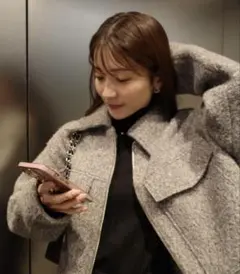 zara 山本里菜さん着用 ブークレクロップドジャケット