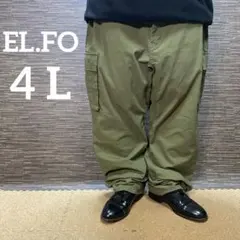 EL.FO オリーブグリーン カーゴパンツ ゴム入り ４ L ミリタリー