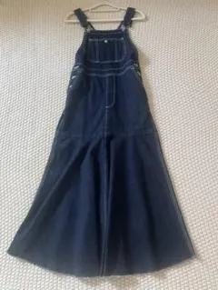 something ダークデニム サロペット