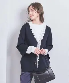美品 UNITED ARROWS フリルカラー カーディガン ジャケット フリー