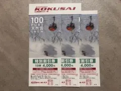 札幌国際スキー場　リフト券特別割引券3枚