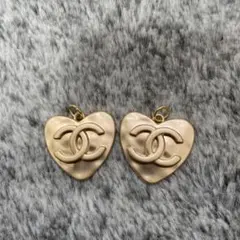 CHANEL ビンテージボタンチャーム ハートゴールド25mm 刻印有り2個
