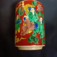 希少】九谷焼 九谷木米 壺 花瓶 飾壺 赤絵 人物図 風景画 骨董 和食器