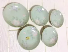 有田焼 泰泉窯 銘々皿 昭峰 薄緑 花柄 和食器 小皿５枚 電子レンジ可