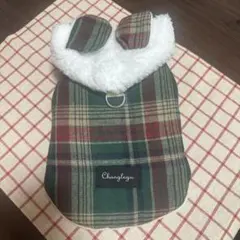 超暖か‼美品︎ フリースチェック小型犬冬服