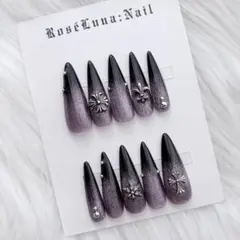 現品†☽紫マグネット 黒グラデーション ボディピ地雷ギャルサブカル クロムネイル