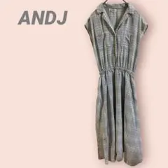 ANDJ 半袖シャツワンピース　チェック　ブルー系　楽ちん　レディース/Mのサムネイル