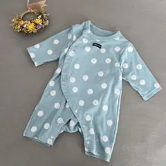 水玉 ドット ロンパース くすみカラー 50 60
