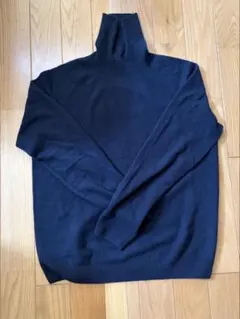 ユニクロ 3Dニット カシミヤ タートルネックセーター XL ネイビー
