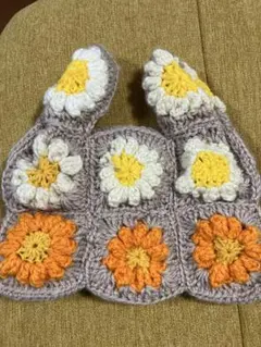 ハンドメイド花モチーフ かぎ針編みトートバッグ