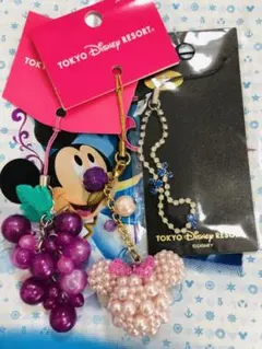 4292 ディズニーリゾート ミッキー ミニー ストラップセット ぶどう編