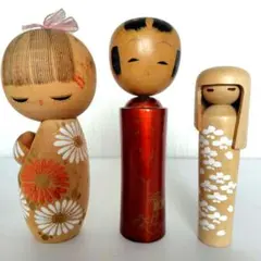 n*u様 昭和レトロ こけし３体セット