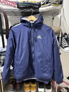 90s adidas リバーシブルナイロンジャケット ネイビー