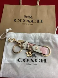 コーチ トリガー スナップ バッグ チャーム　キーリング　フラワー
