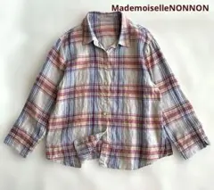マドモアゼルノンノ 麻100 パパス マルチチェックシャツ 日本製 38 長袖のサムネイル