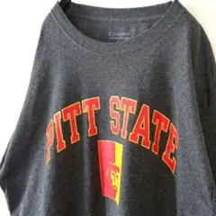 チャンピオン ピッツバーグ州立大学 カレッジ Tシャツ L グレー 古着