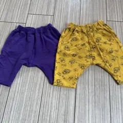 GU サルエルパンツ 紫と黄色のハーフパンツ 2枚セット