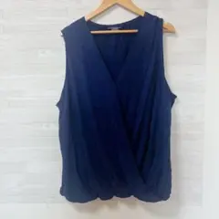 美品✨Lands' End [3XL]ネイビー ノースリーブシャツ 大きいサイズ