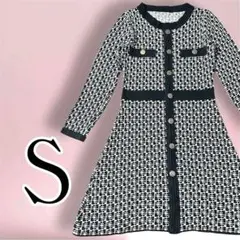 ニットワンピース Sサイズ 白 黒