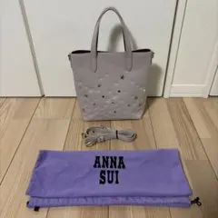 【美品】ANNA SUI　アナスター　2WAYバッグ　星柄　エンボス